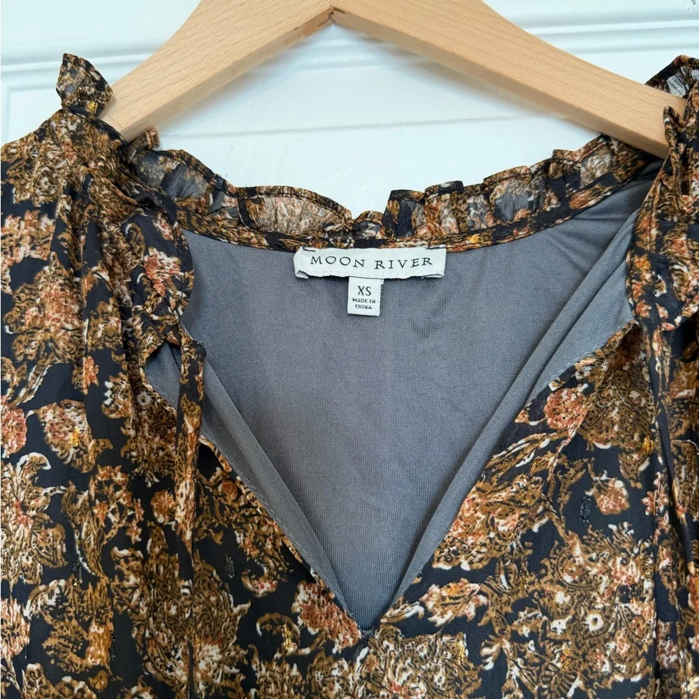 Moon River Black and Brown Floral Maxi Dress - Picture 3 of 3